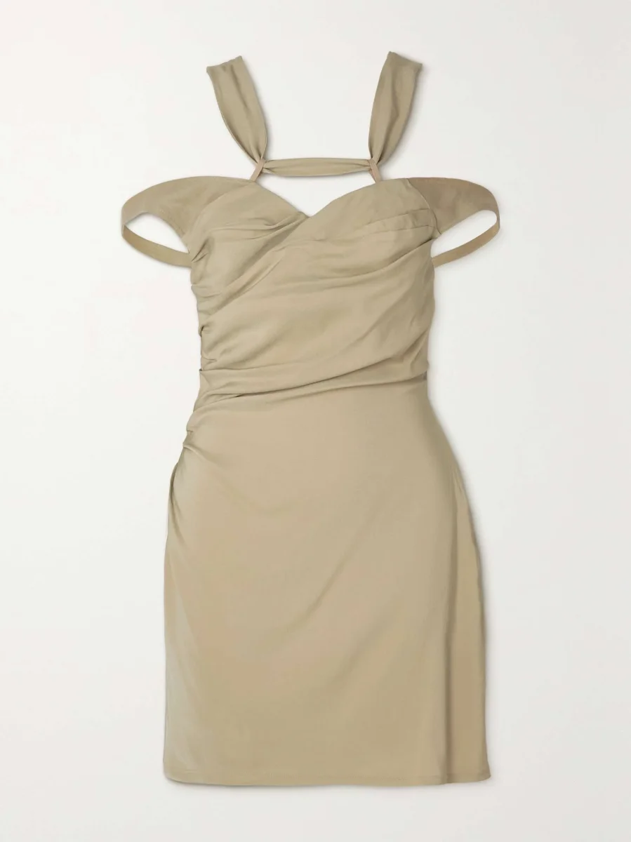 Jacquemus La Robe Soffio Crepe Ruched Strappy Mini Dress - Imagen 2
