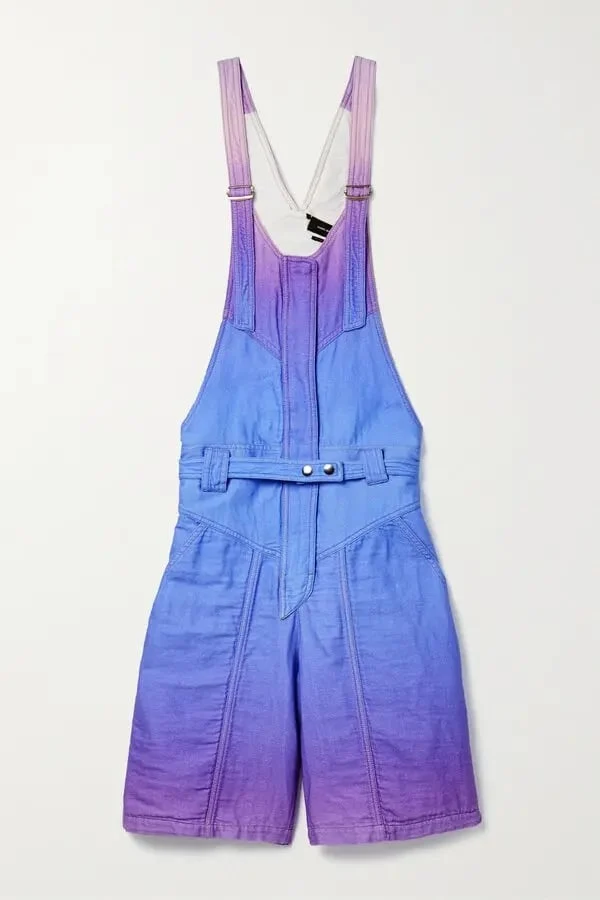 Isabel Marant Kailatd Purple Ombré Brushed Cotton Linen-Blend Dungaree Playsuit - Imagen 2