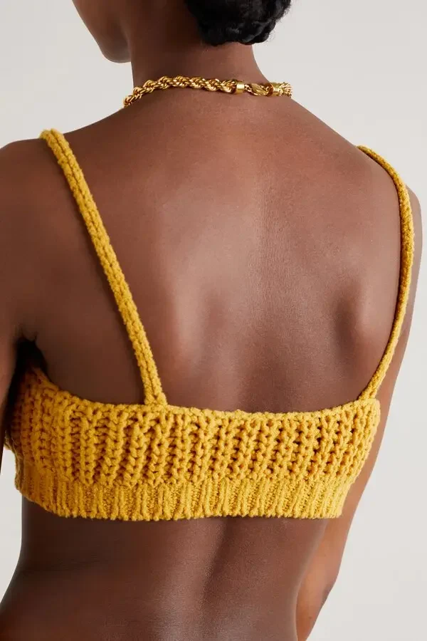 Alanui Pucon Ribbed Wool-Blend Golden Yellow Bralette Top - Imagen 4