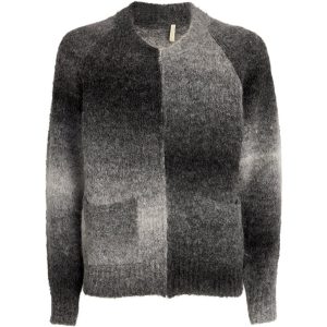 Sunflower Black Ombre Brushed Alpaca Wool Knit Zip Cardigan