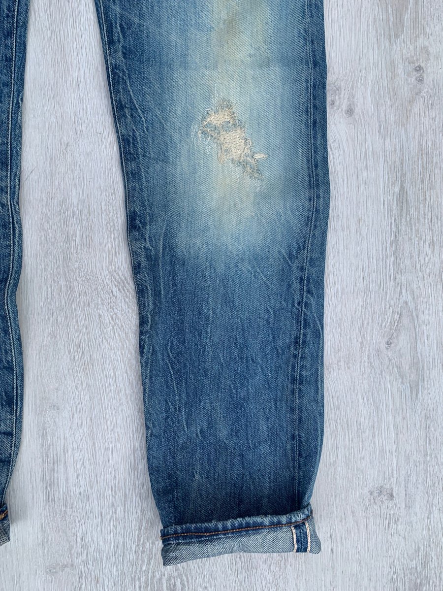 G-Star 3301 Selvedge Low Tapered Light Aged Destroy Ravage Denim Red Listing - Imagen 6