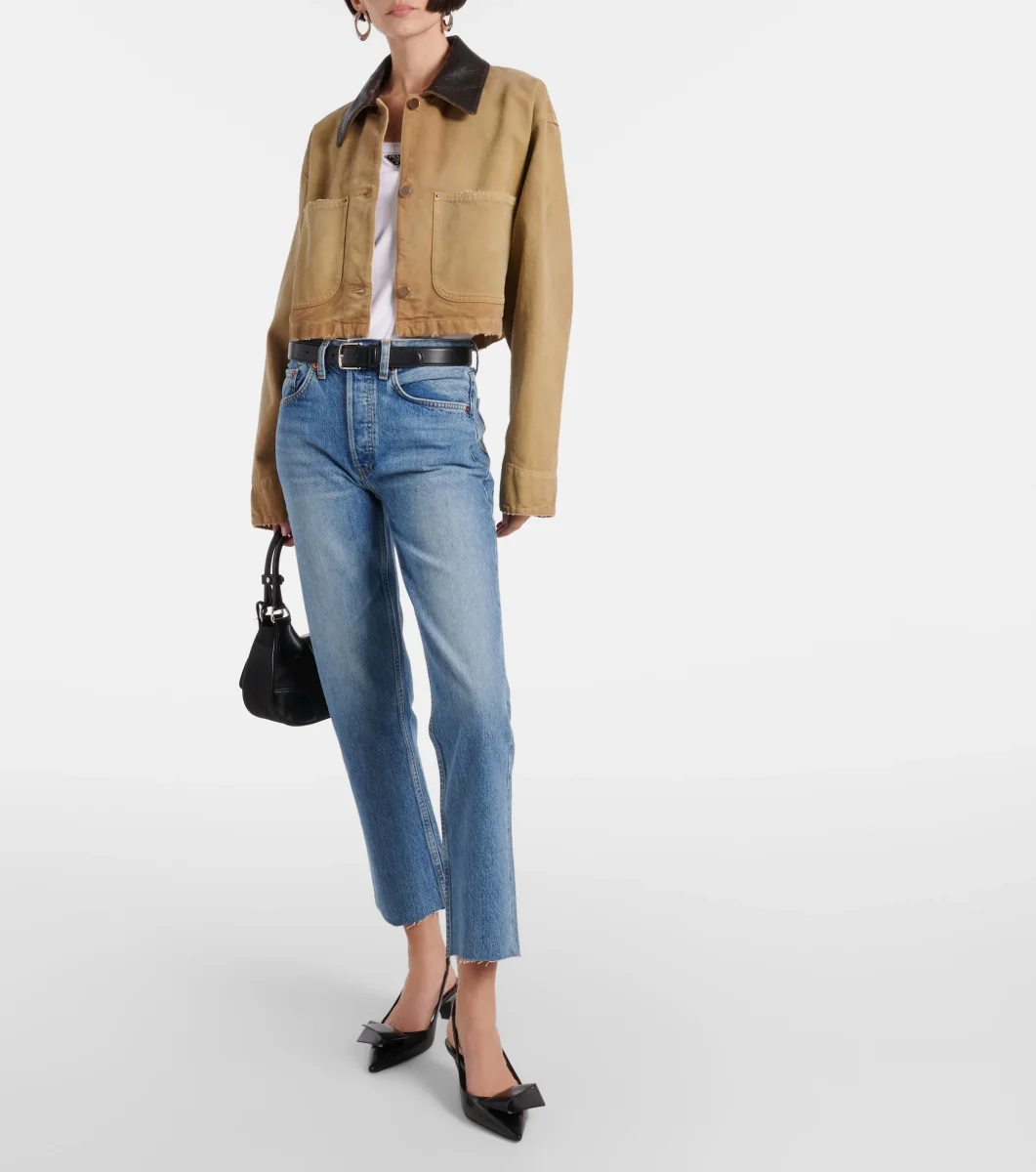 Re/Done Blue Denim '70s Stove Pipe Straight Jeans - Imagen 5