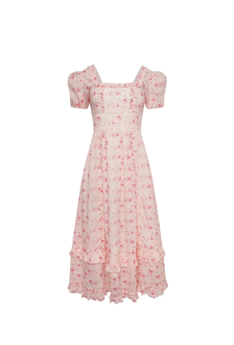 Amy Jane London Fairytale Heidi Floral Ruffle Detail Puff Sleeve Midi Dress - Imagen 6