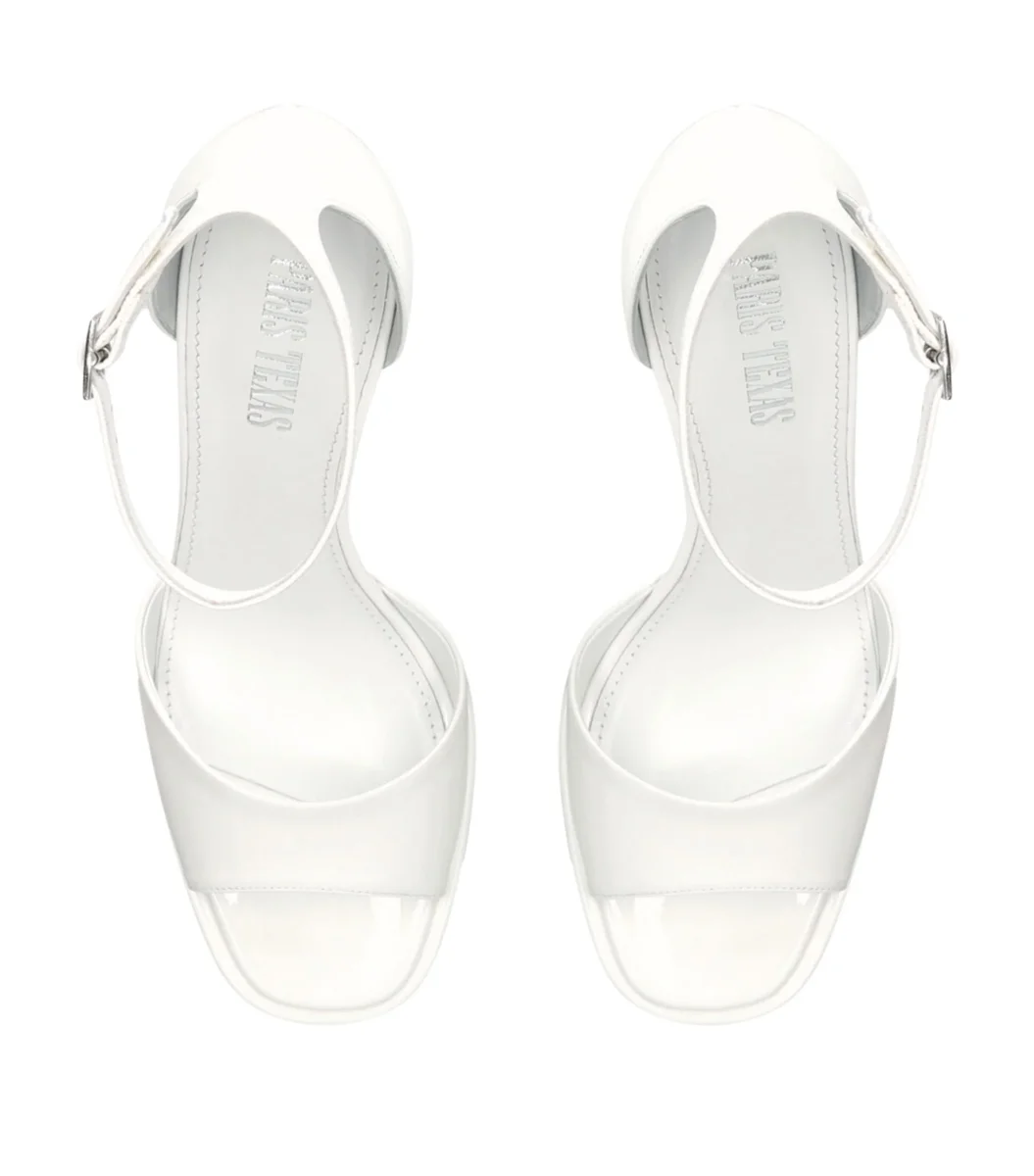 PARIS TEXAS White Tatiana Patent Leather Platform 130mm High Heels - Imagen 5