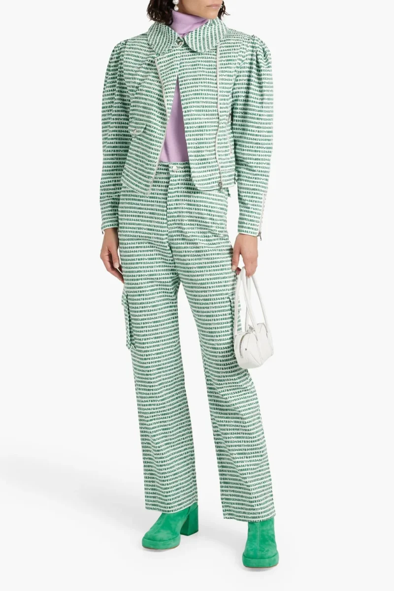 Shrimps Anette Good Luck Printed Patch Logo Cargo Green Trousers - Imagen 3