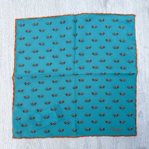 Drake's Turquoise Orange Airplane Pocket Square