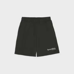 Sporty & Rich Black Logo Print Relaxed Fit Shorts
