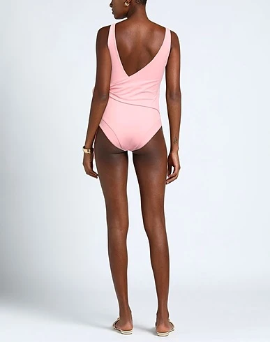 LISA MARIE FERNANDEZ Pink Wrap-Tie Side The Dree Louise Crepe V-Neck Swimsuit - Imagen 4