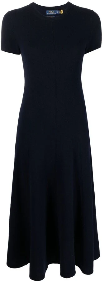 Polo Ralph Lauren Cashmere Navy Short Sleeve Long Dress - Imagen 2