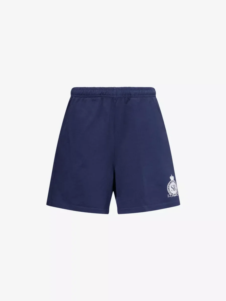 Sporty & Rich Royal Club Cotton Navy Gym Shorts - Imagen 7