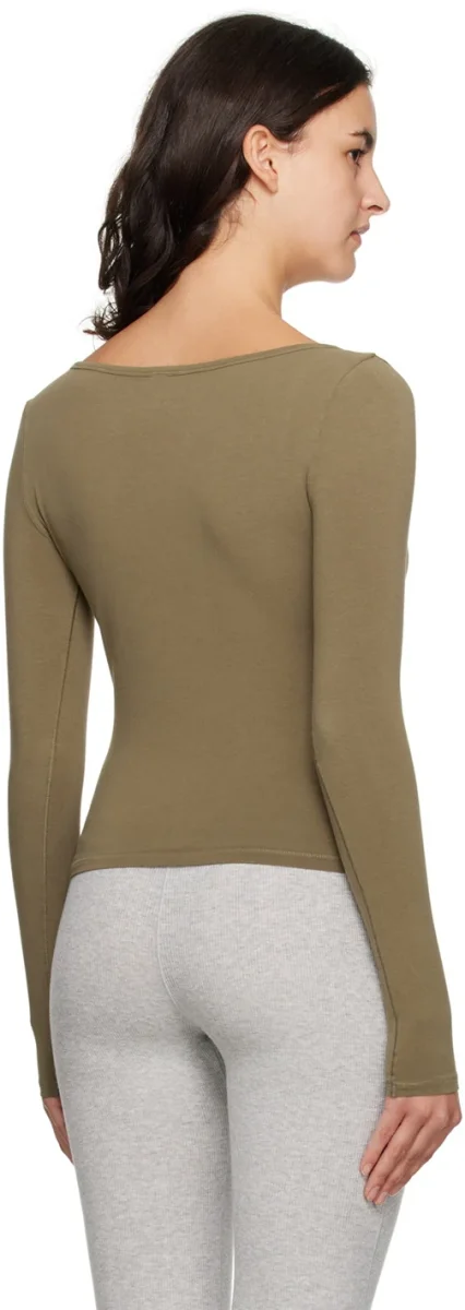 Skims Khaki Green New Vintage Long Sleeve T-Shirt Top - Imagen 5