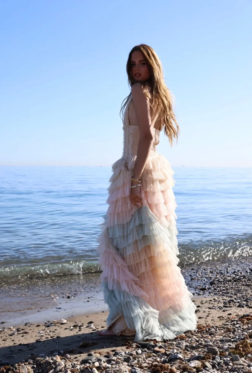 Amy Jane London Iris Dusty Corset Bodice Ruffle Tulle Layered Fairytale Gown - Imagen 8