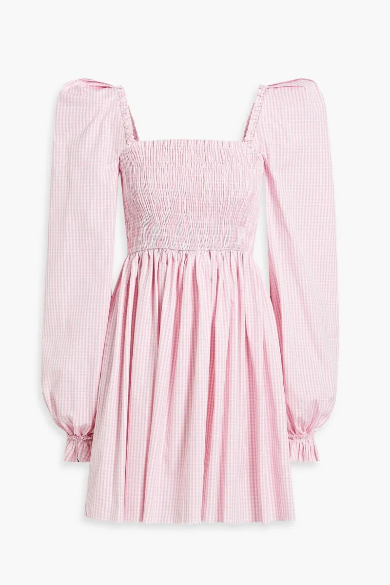 The Vampire's Wife The Straw Girl Pink White Gingham Check Mini Dress - Imagen 4
