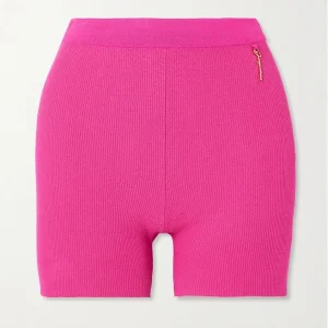 Jacquemus Le Short Pralu Pink Logo Embellished Biker Shorts