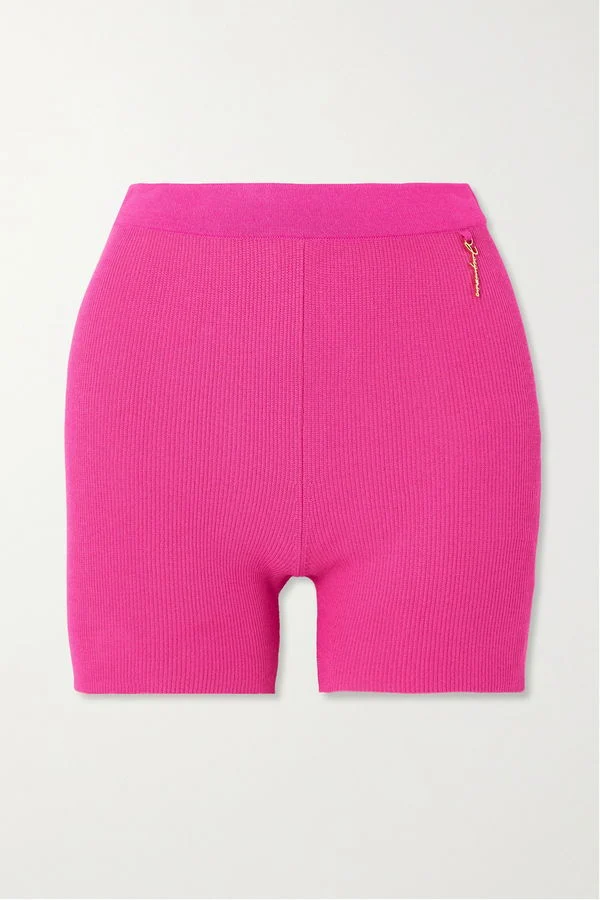 Jacquemus Le Short Pralu Pink Logo Embellished Biker Shorts - Imagen 2