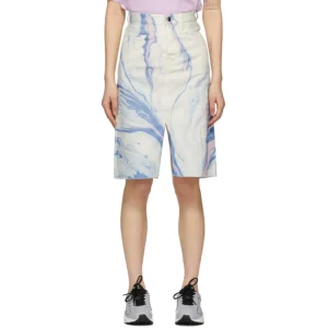 Aries Marble Print Denim Skirt
