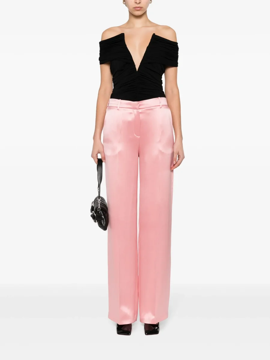 Magda Butrym Pink Silk Satin Tailored Trousers - Imagen 6