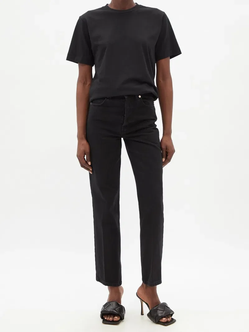 Raey Black Organic Cotton Straight Leg Denim Jeans - Imagen 4