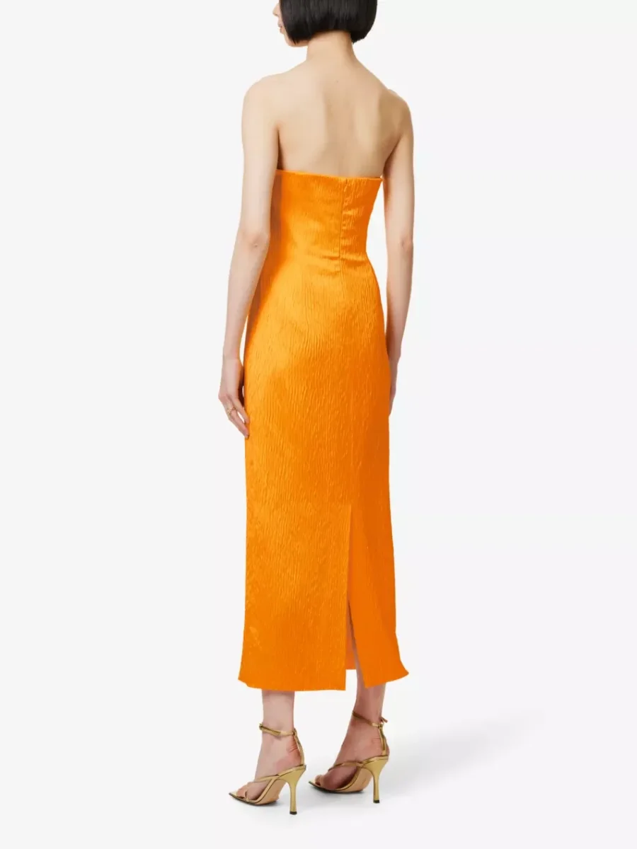 TOVE Lara Golden Yellow Twist Woven Midi Gown - Imagen 5