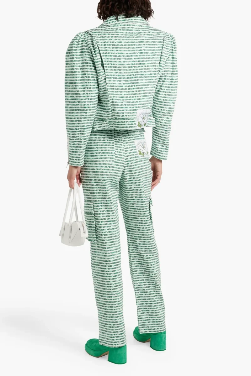 Shrimps Anette Good Luck Printed Patch Logo Cargo Green Trousers - Imagen 4