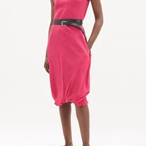 RAEY Pink Silk Crinkled Crepe Gathered Hem Pocket Detail Shift Dress