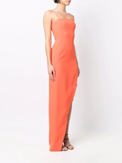 David Koma Orange Lace-up Side-slit Crepe Gown - Imagen 6