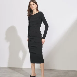 Raey Black Ruched Low-Back Jersey Bodycon Dress