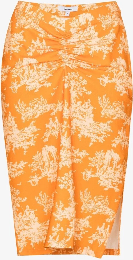 Miaou x Paloma Elsesser Preston Clementine Toile Print Midi Skirt - Imagen 4