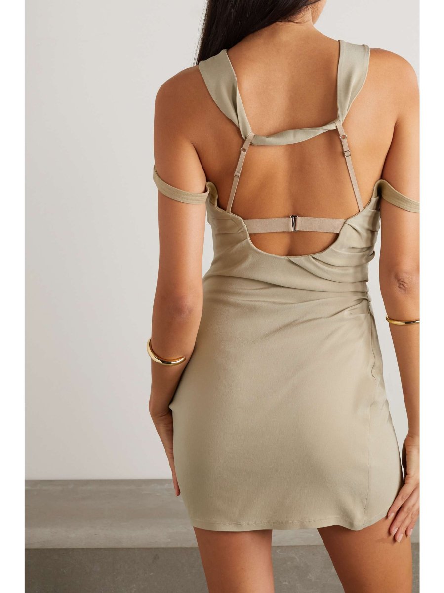 Jacquemus La Robe Soffio Crepe Ruched Strappy Mini Dress - Imagen 4