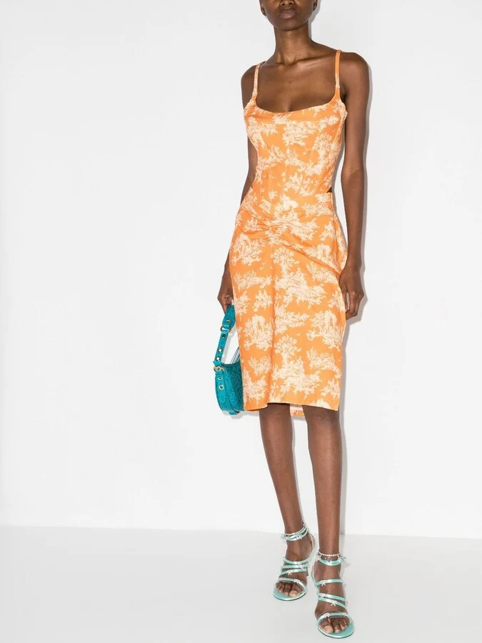 Miaou x Paloma Elsesser Preston Clementine Toile Print Midi Skirt - Imagen 2