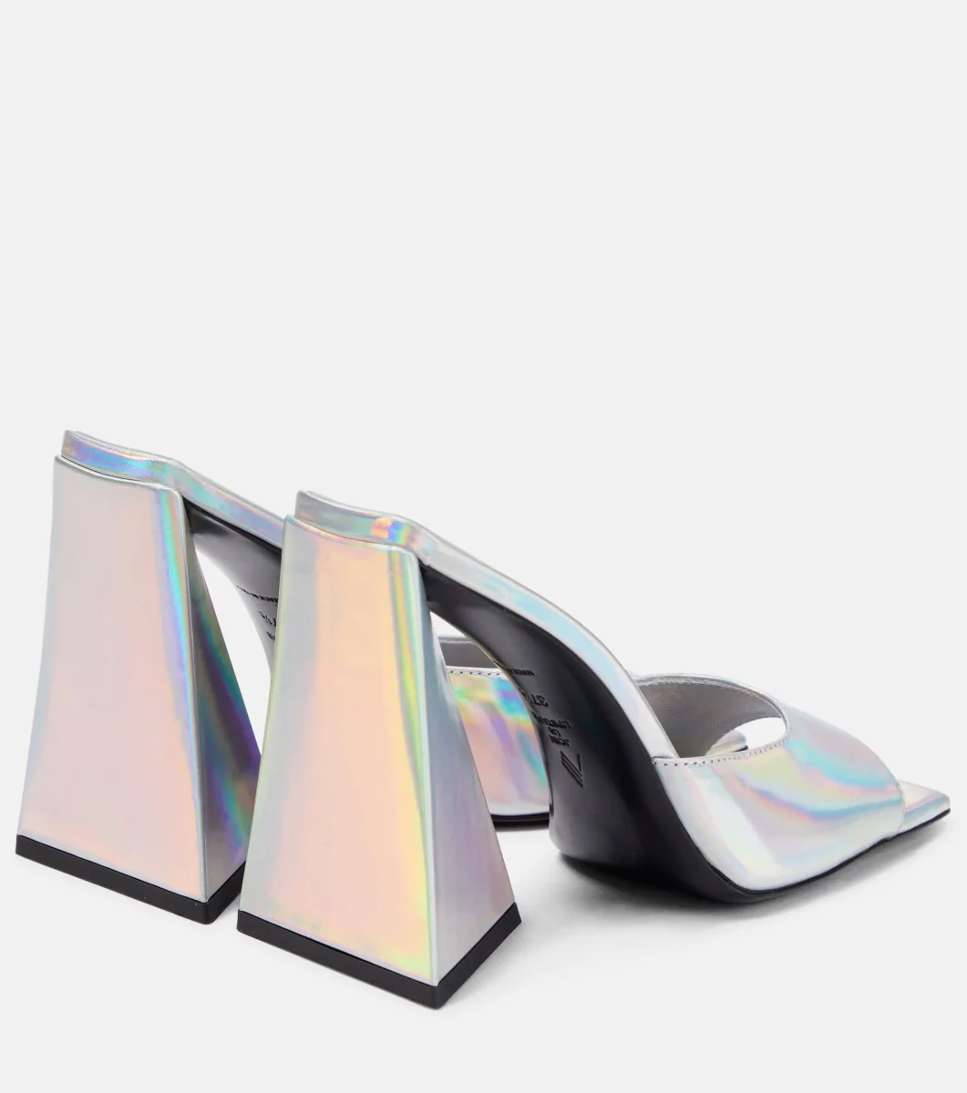 The Attico Devon Iridescent Holographic Silver High Heel Mules - Imagen 5