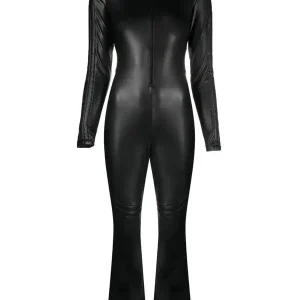 Wolford Black Mighty 80s Vegan Leather Jumpsuit