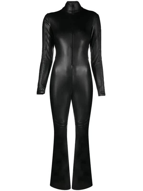 Wolford Black Mighty 80s Vegan Leather Jumpsuit