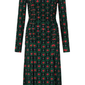 KITRI Deirdre Wavy Heart Print Long Sleeve Dress