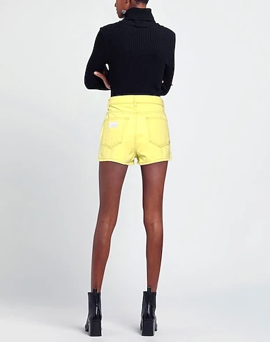 Ganni Yellow Denim Logo Shorts - Imagen 9