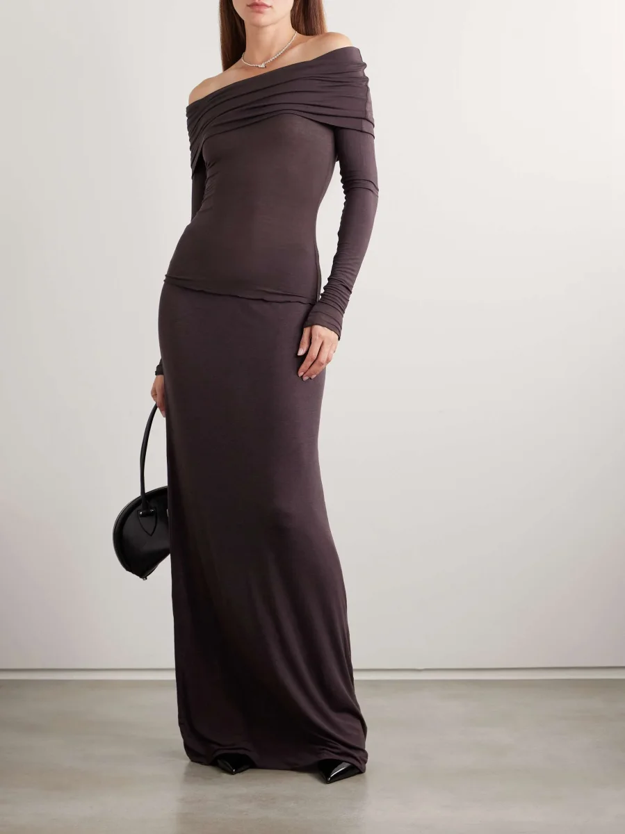 Skims Brown Sheer Modal Long Skirt - Imagen 4
