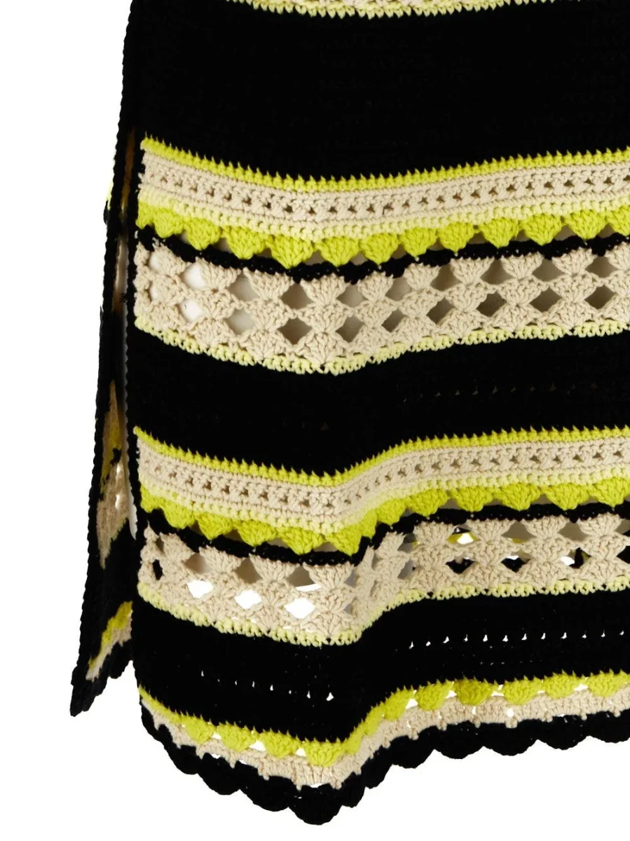 Ganni Logo Crochet Striped Strappy Mini Dress - Imagen 4
