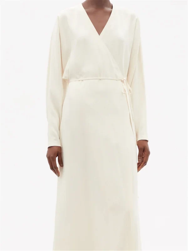 RAEY Cream Dolman-Sleeve Side-Split Wrap Dress - Imagen 5