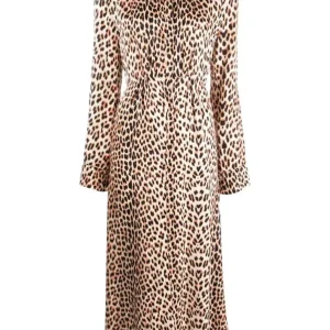 Forte Forte Twilight Leopard Print Collared Satin Midi Dress