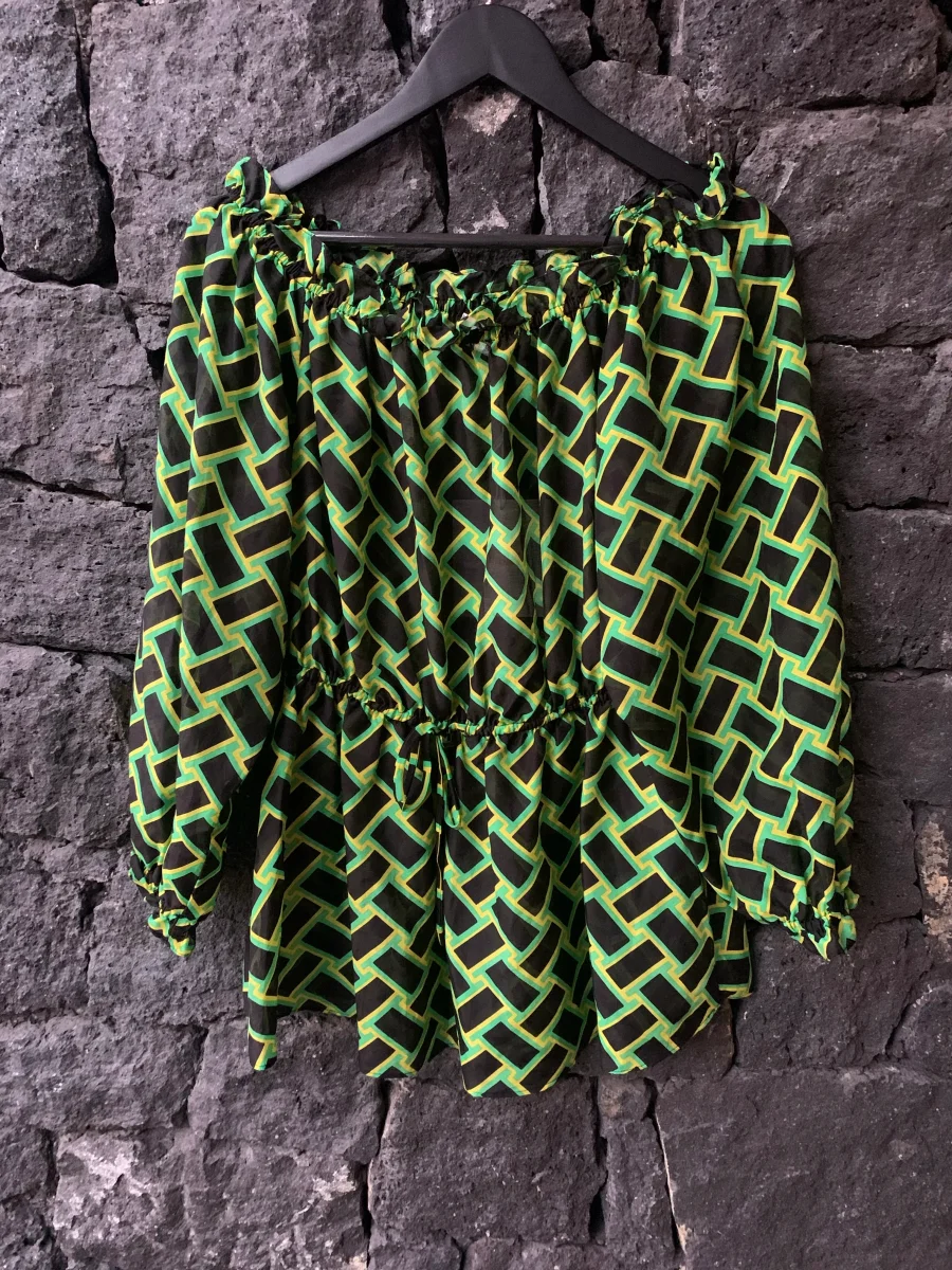 Diane Von Furstenberg DVF Silk Summer Gipsy Camila Finte Weave Daffodil Top