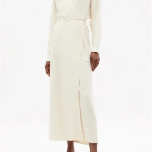 RAEY Cream Dolman-Sleeve Side-Split Wrap Dress