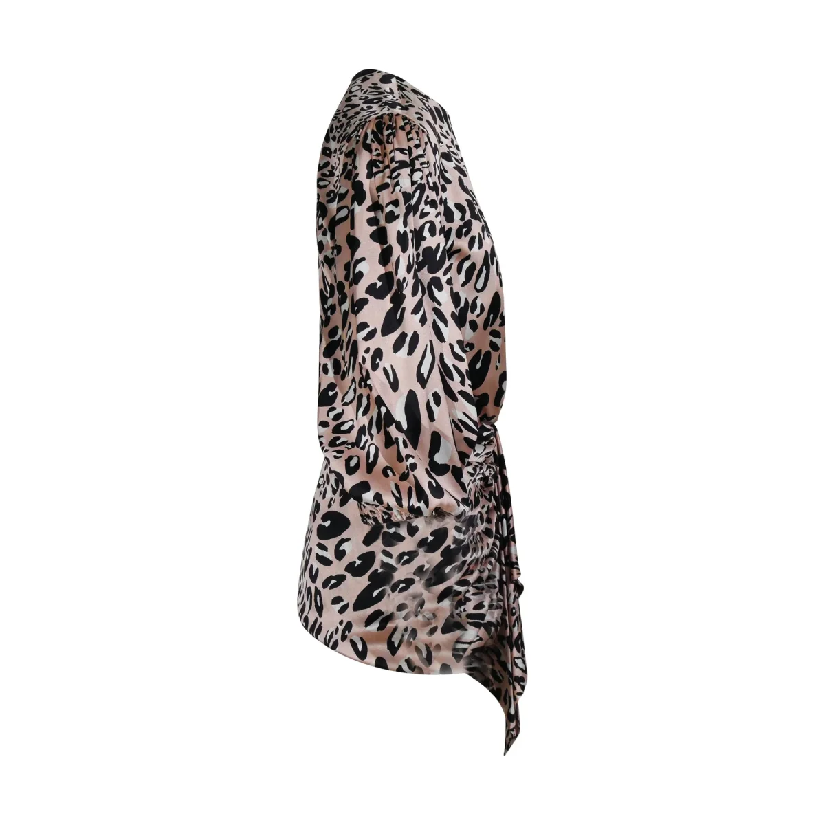 Alexandre Vauthier Pink Leopard Print Draped Ruched Front Silk Mini Dress - Imagen 3