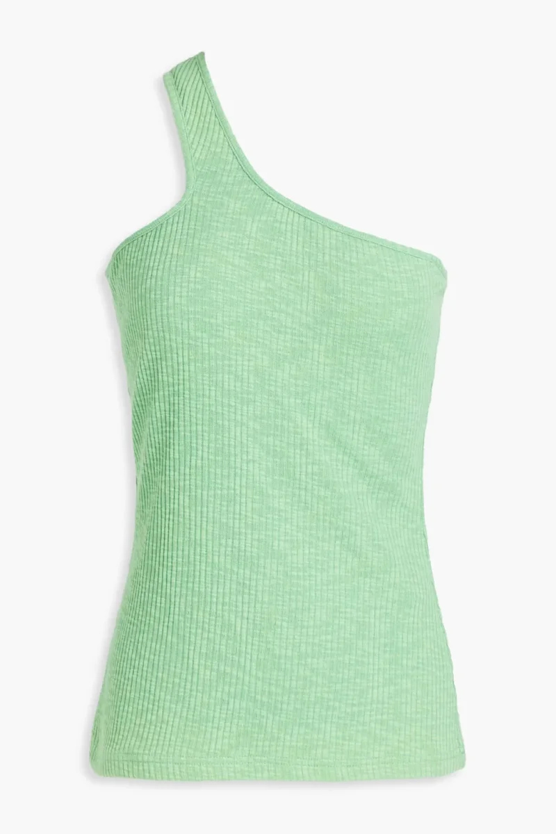 Rejina Pyo Green Nina One Shoulder Ribbed Cotton Tank Top - Imagen 3