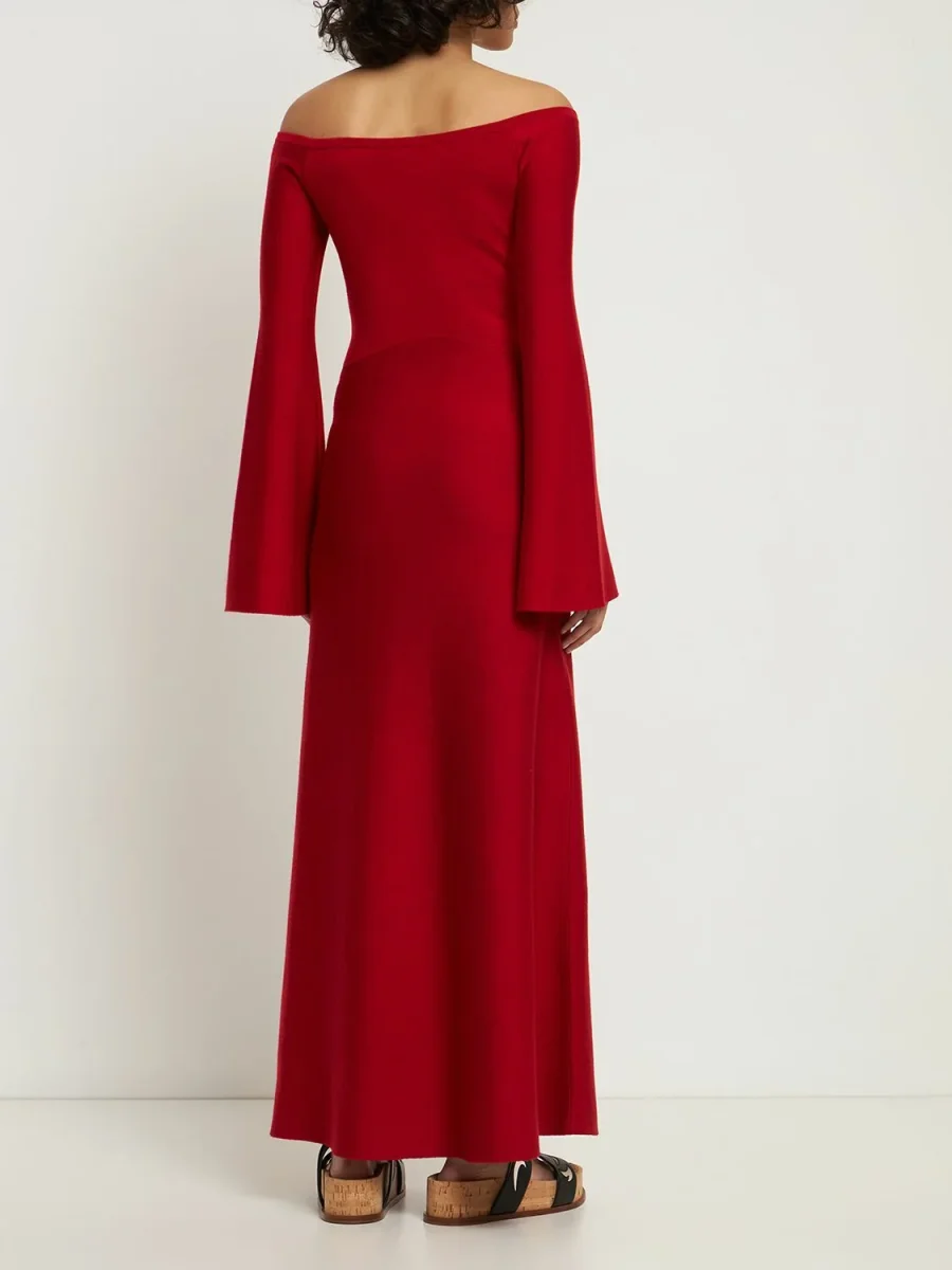 Gabriela Hearst Red Shar Wool & Cashmere-Silk Compact Knit Dress - Imagen 5