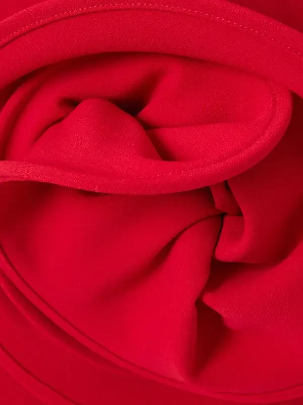 Magda Butrym Red Sculptural Rose Floral Appliquéd Wool Blend Corset Mini Dress - Imagen 3