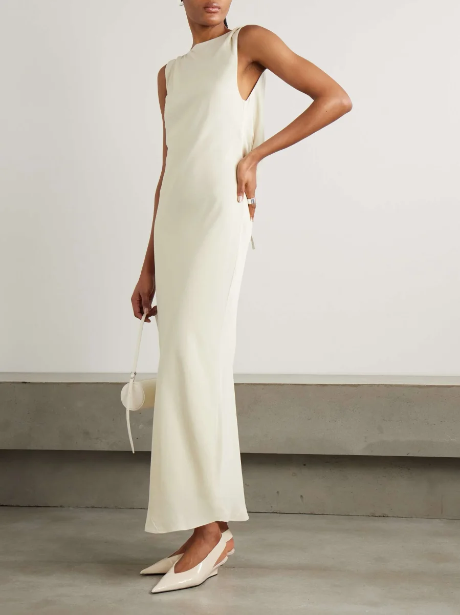 St Agni Dove Ivory Draped Cowl Dress - Imagen 5