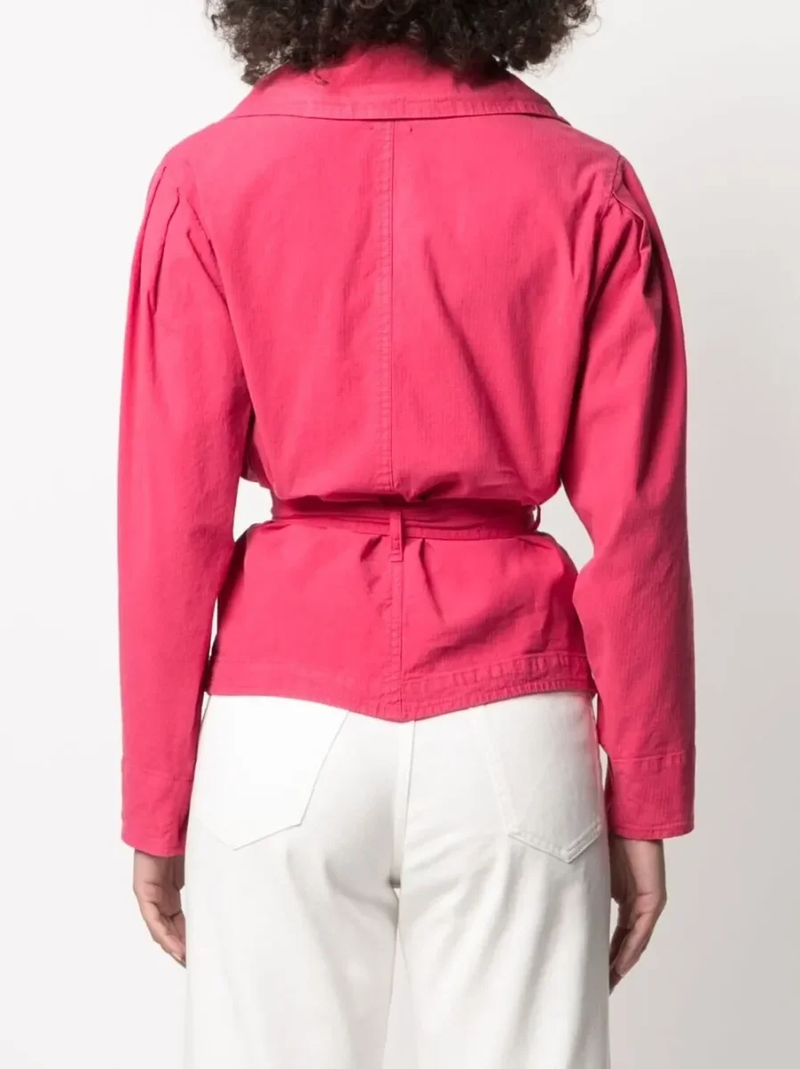 Isabel Marant Epaline Pink Linen Cotton Ruffle Collar 80s Style Jacket - Imagen 5