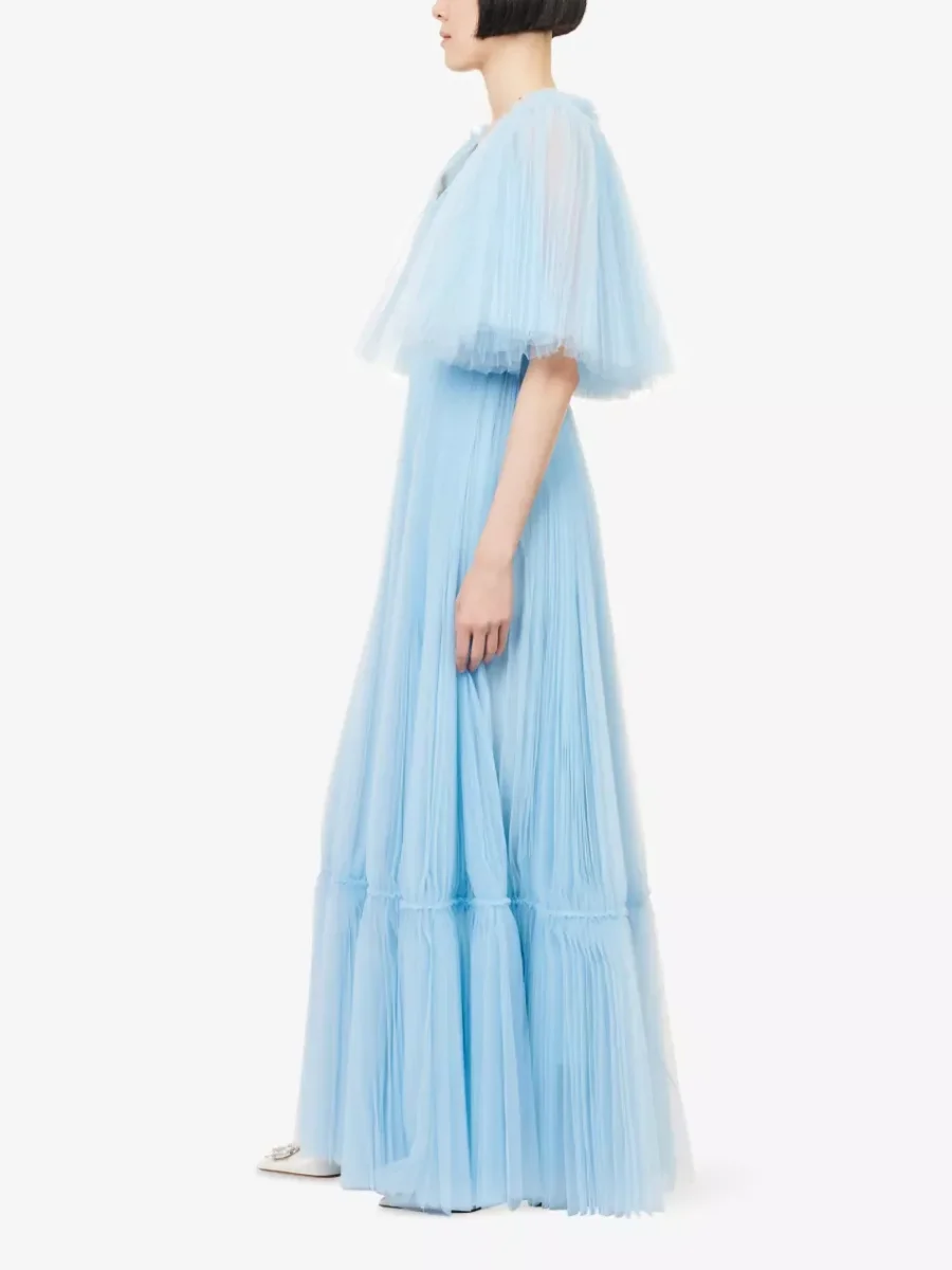 Huishan Zhang x Disney Josephine Plissé Woven Maxi Dress - Imagen 7