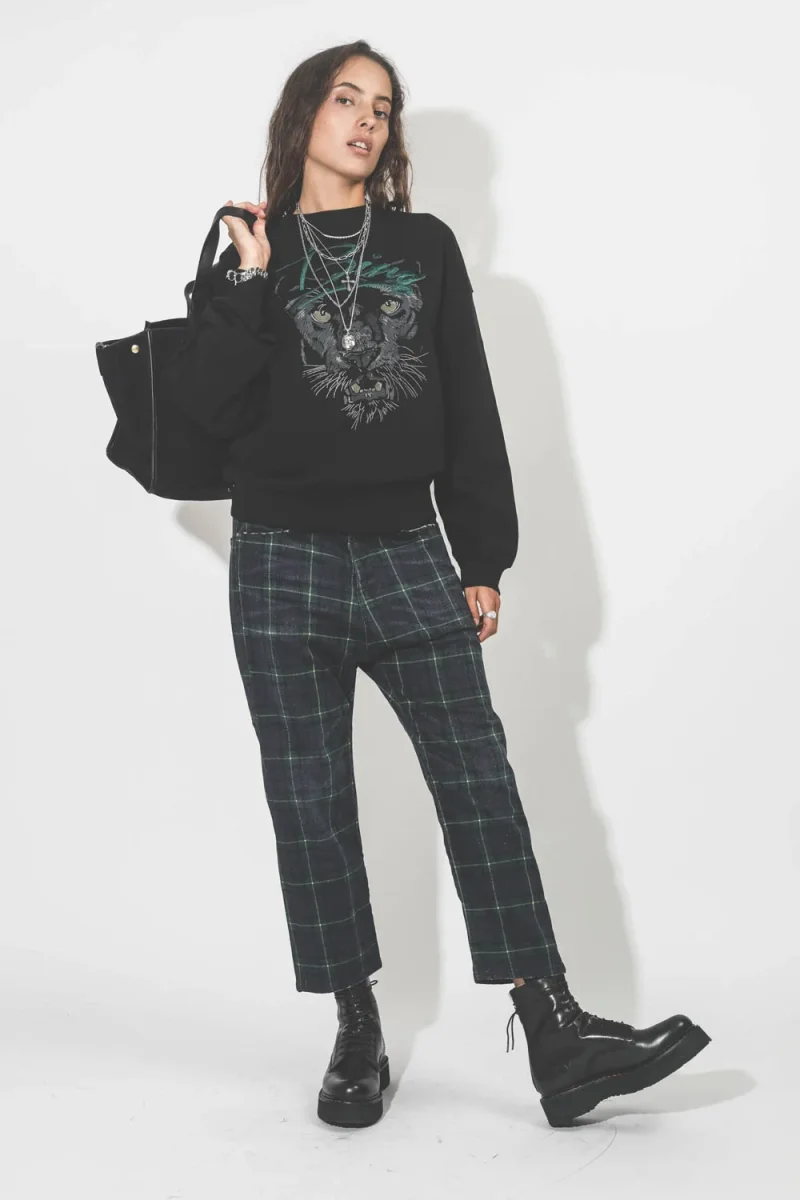 R13 Womens Lisa Baggy Tailored Drop Tartan Green Navy Pants Trousers - Imagen 8