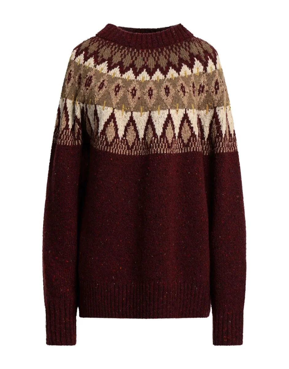 Re/Done Fair Isle Argyle Wool Relaxed Crew Neck Knitted Jumper - Imagen 2